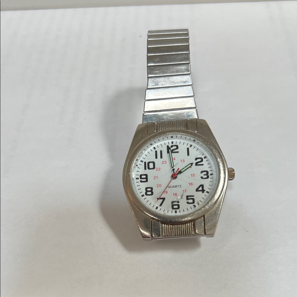 Silver and White Watch